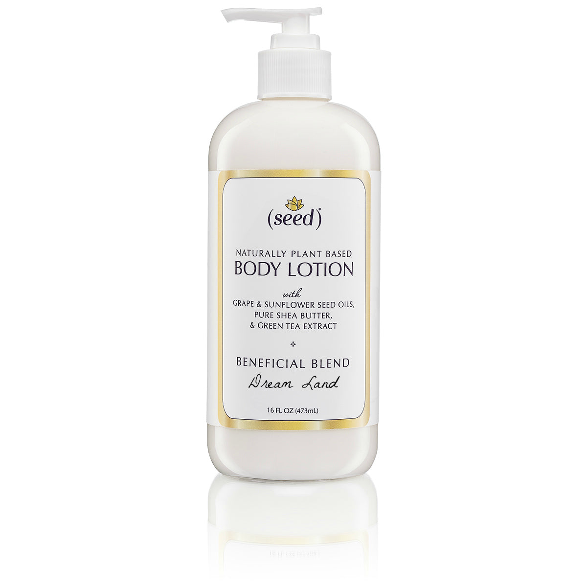 Seed Dream Land Blend Body Lotion features essential oils of lemon, lavender, and ginger