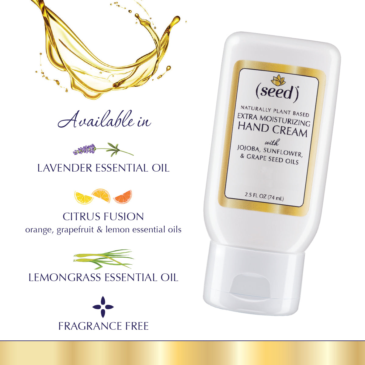 Seed Extra Moisturizing Hand Cream in Fragrance Free, Lavender, Lemongrass or Citrus Fusion
