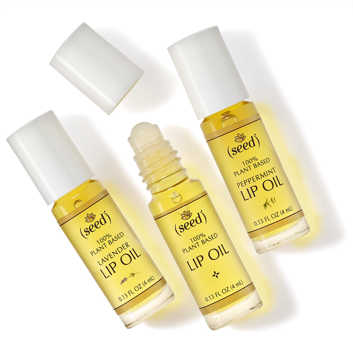 Seed Lip Oil Collection with Fragrance Free, Lavender, and Peppermint Lip Oil