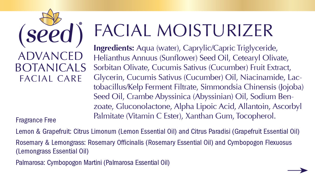 Seed Advanced Botanicals Daily Facial Moisturizer Ingredients