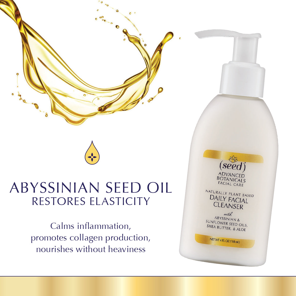 Seed Advanced Botanicals Facial Cleanser features Abyssinian Seed Oil