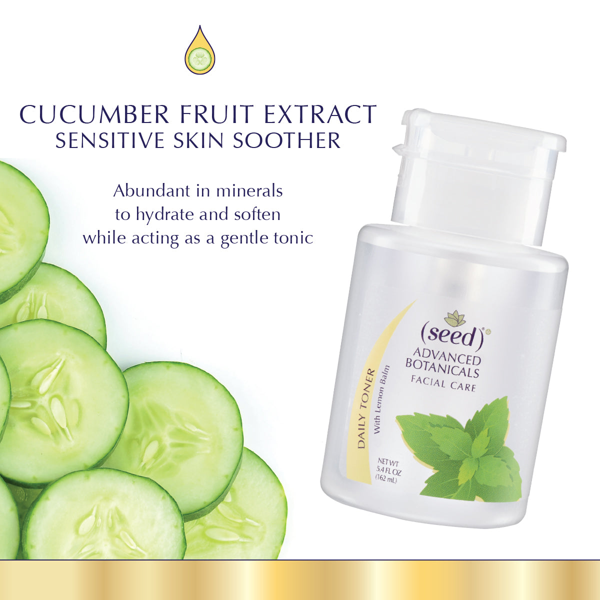 Seed Advanced Botanicals Lemon Balm Face Toner features Cucumber Fruit Extract