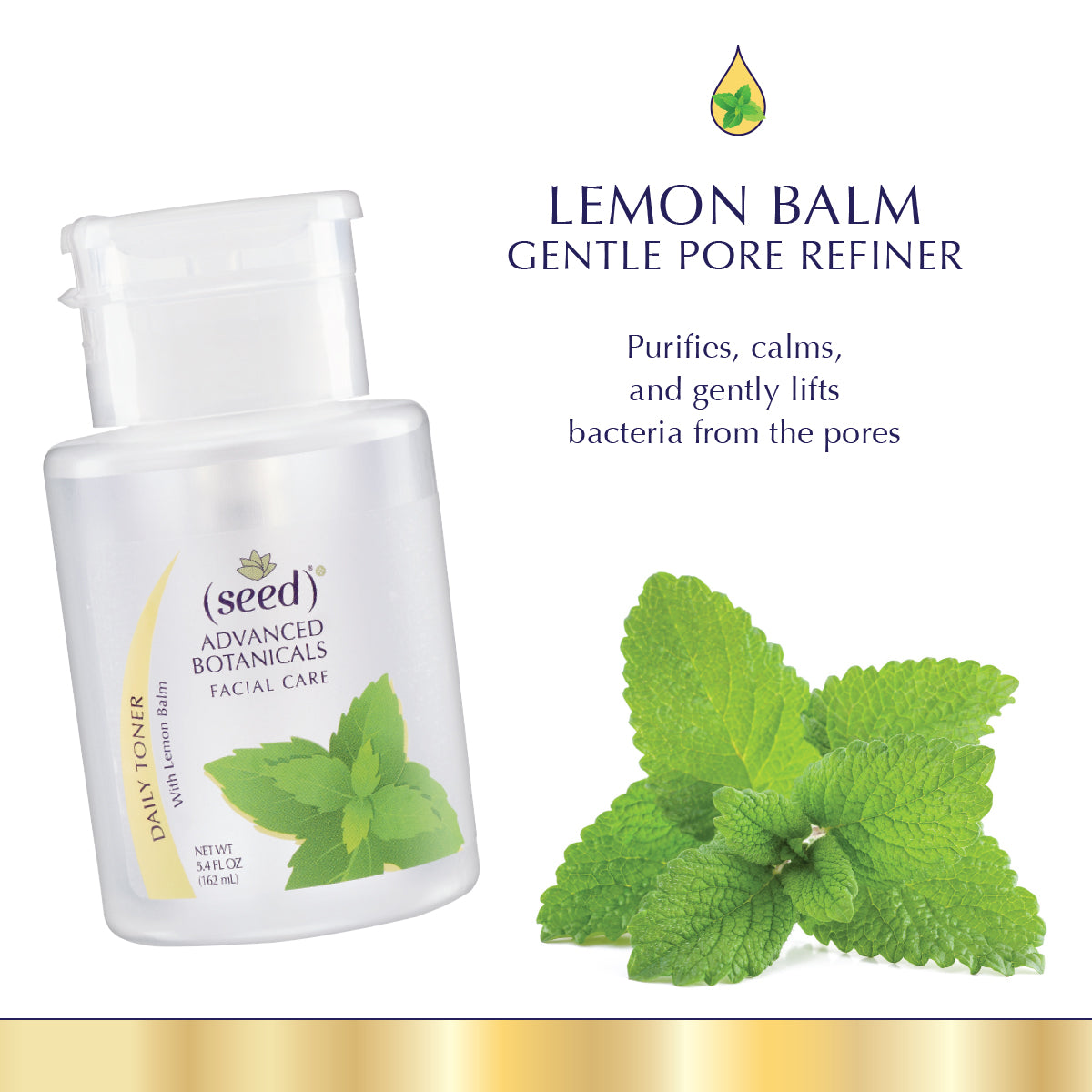 Seed Advanced Botanicals Lemon Balm Face Toner features Pure Lemon Balm Distillate