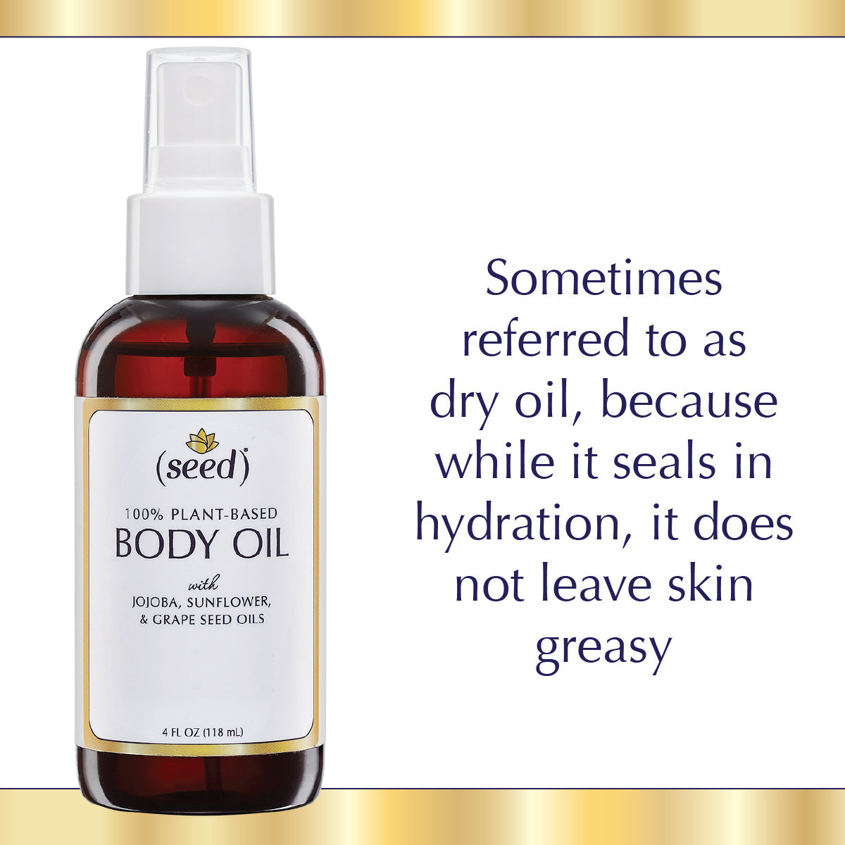 Seed Body Oil seals in hydration, non-greasy
