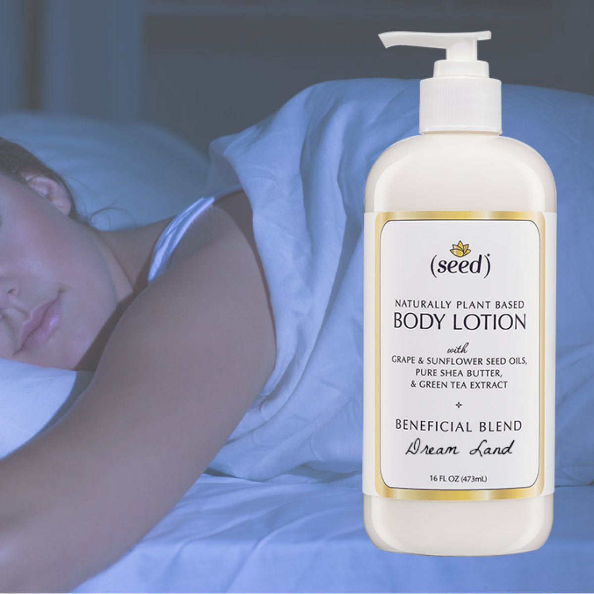 Seed Dream Land Blend Body Lotion features essential oils of lemon, lavender, and ginger