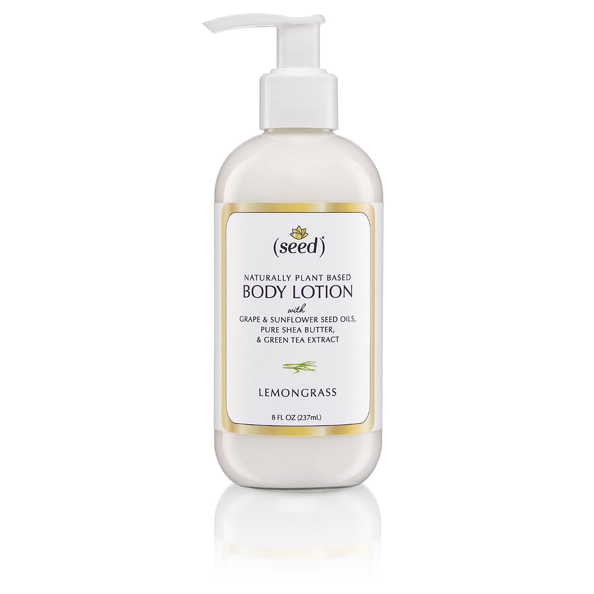 Seed Lemongrass Body Lotion with Grape and Sunflower Seed Oils, Shea Butter and Green Tea Extract, Lemongrass Essential Oil