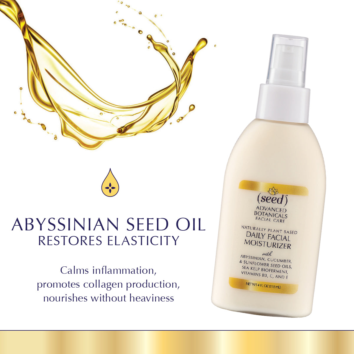 Seed Advanced Botanicals Daily Facial Moisturizer features Abyssinian Seed Oil
